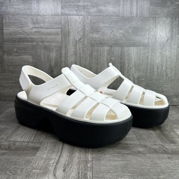 CROCS Stomp Fisherman Women's size 11 Ivory Platform Sandals - Picture 5 of 8